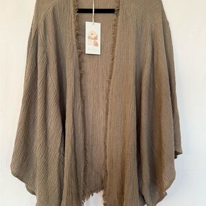 Nomad Textured Fringe Cardigan in Tan M/L